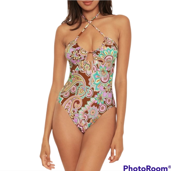 BECCA BY REBECCA VIRTUE GROOVY CANDICE MULTI-WAY ONE PIECE SWIMSUIT L - Picture 2 of 12